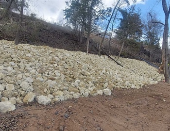 Barge-Based Shoreline Rip Rap Installation Project in Lakeland, MN